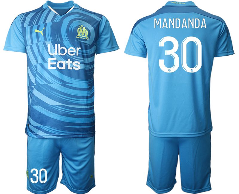 Men 2020-2021 club Olympique de Marseille away #30 blue Soccer Jerseys->barcelona jersey->Soccer Club Jersey